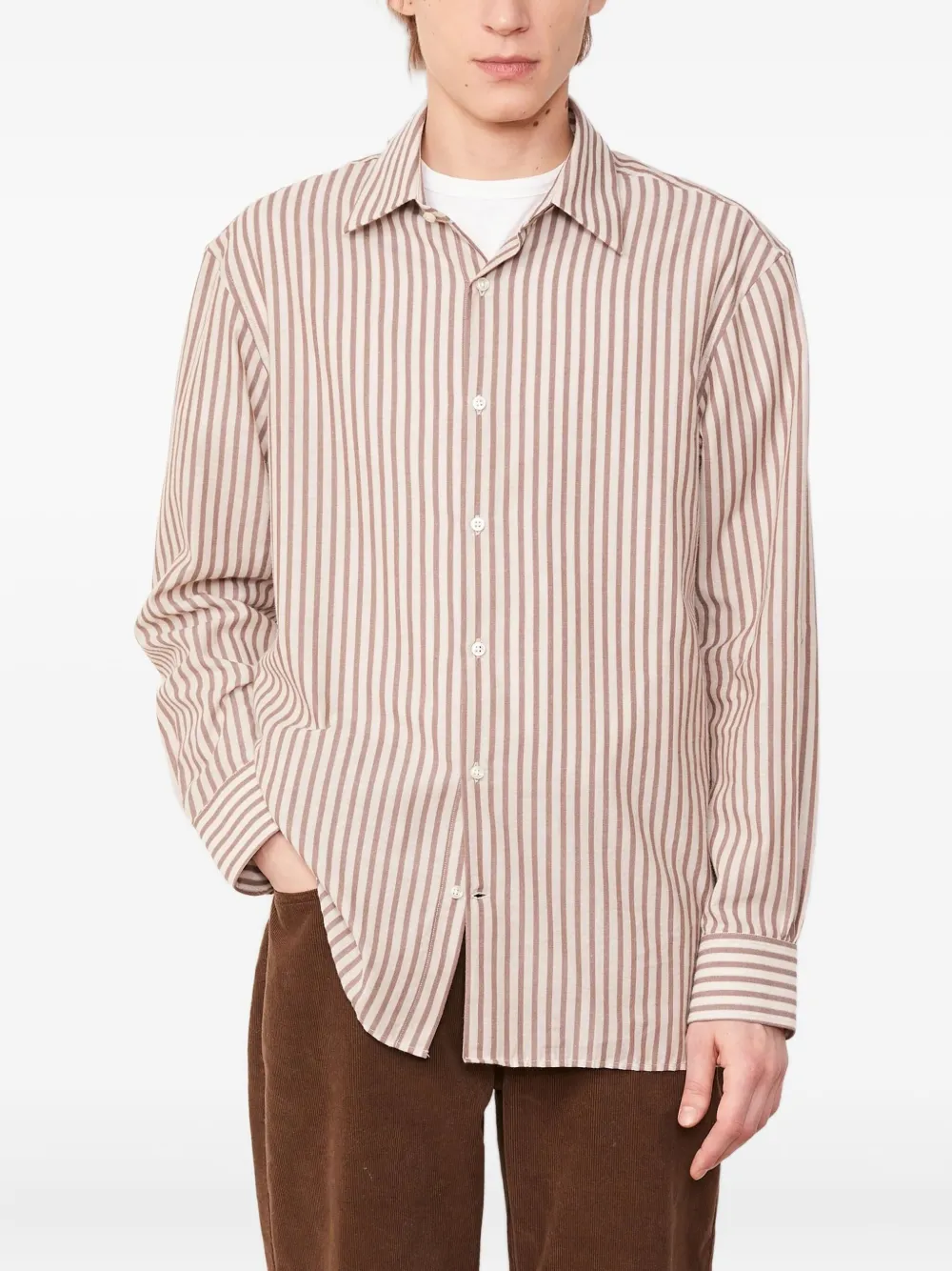 

Полосатая рубашка с длинными рукавами Officine Generale, коричневый