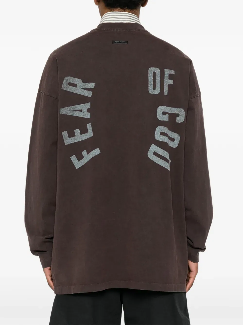 Футболка с длинными рукавами и принтом логотипа Fear Of God, коричневый — фото 4