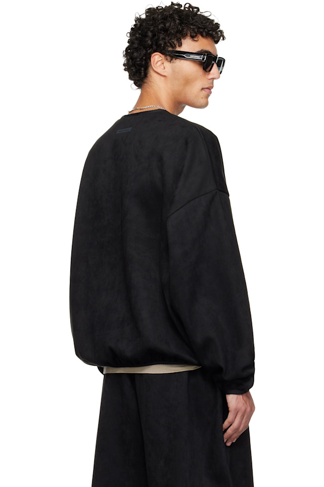 Fear Of God Essentials Черная праздничная современная толстовка с круглым вырезом из искусственной замши — фото 3