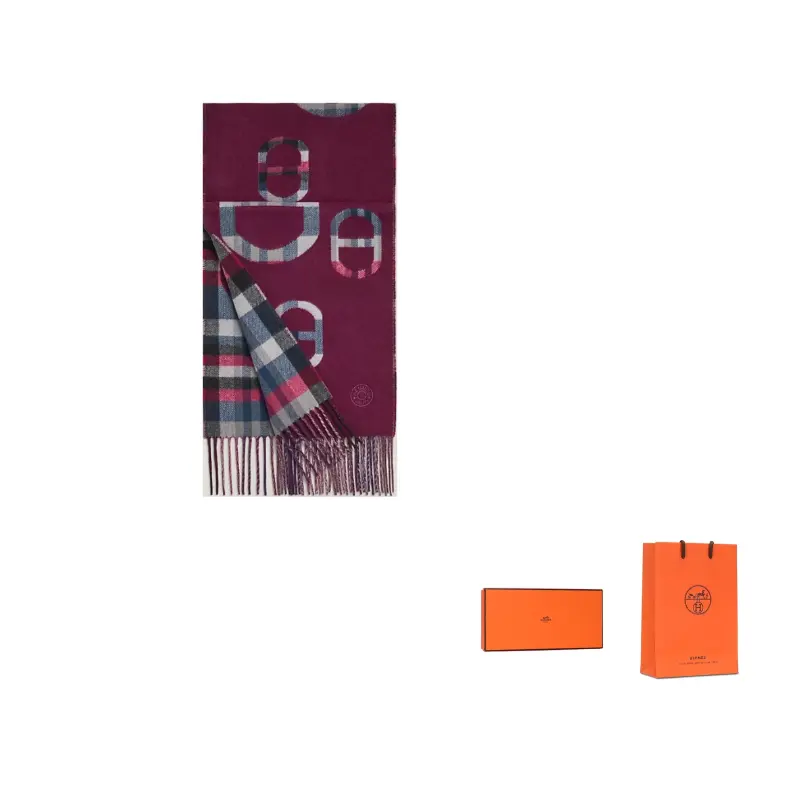 

HERMES Вязаный шарф мужской разноцветный, Multicolor