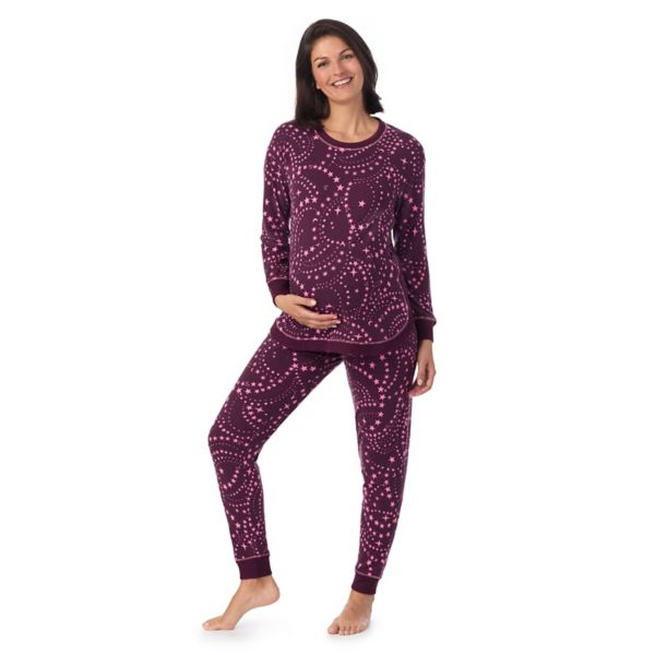 

Комплект пижамы для беременных с вязаным свитером и круглым вырезом Cuddl Duds, цвет plum stars