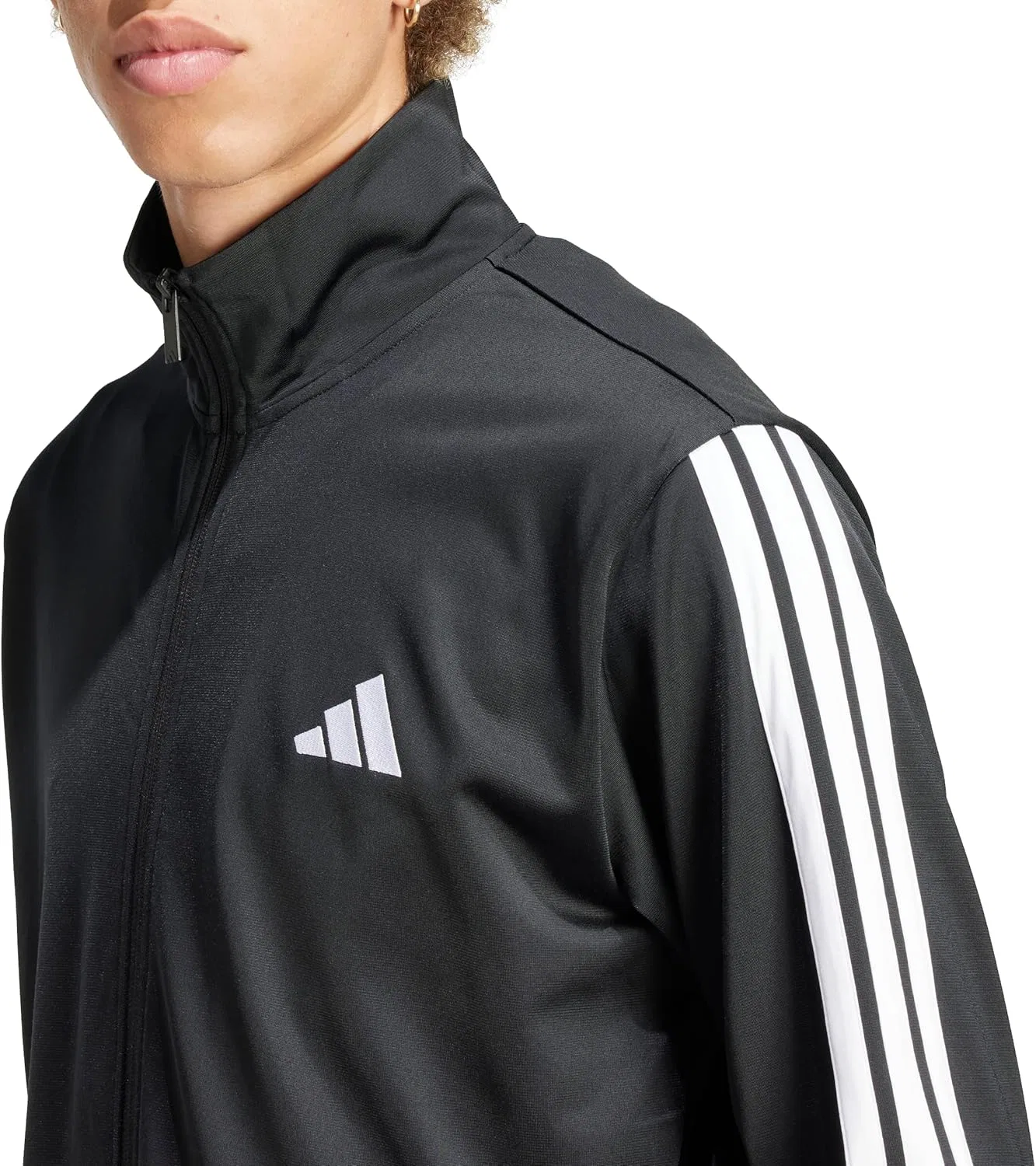 Мужской базовый трикотажный спортивный костюм Adidas с 3 полосками, черный — фото 4