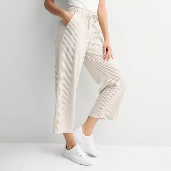 

Женские льняные брюки-кюлоты Sonoma Goods For Life, цвет beige tan stripe