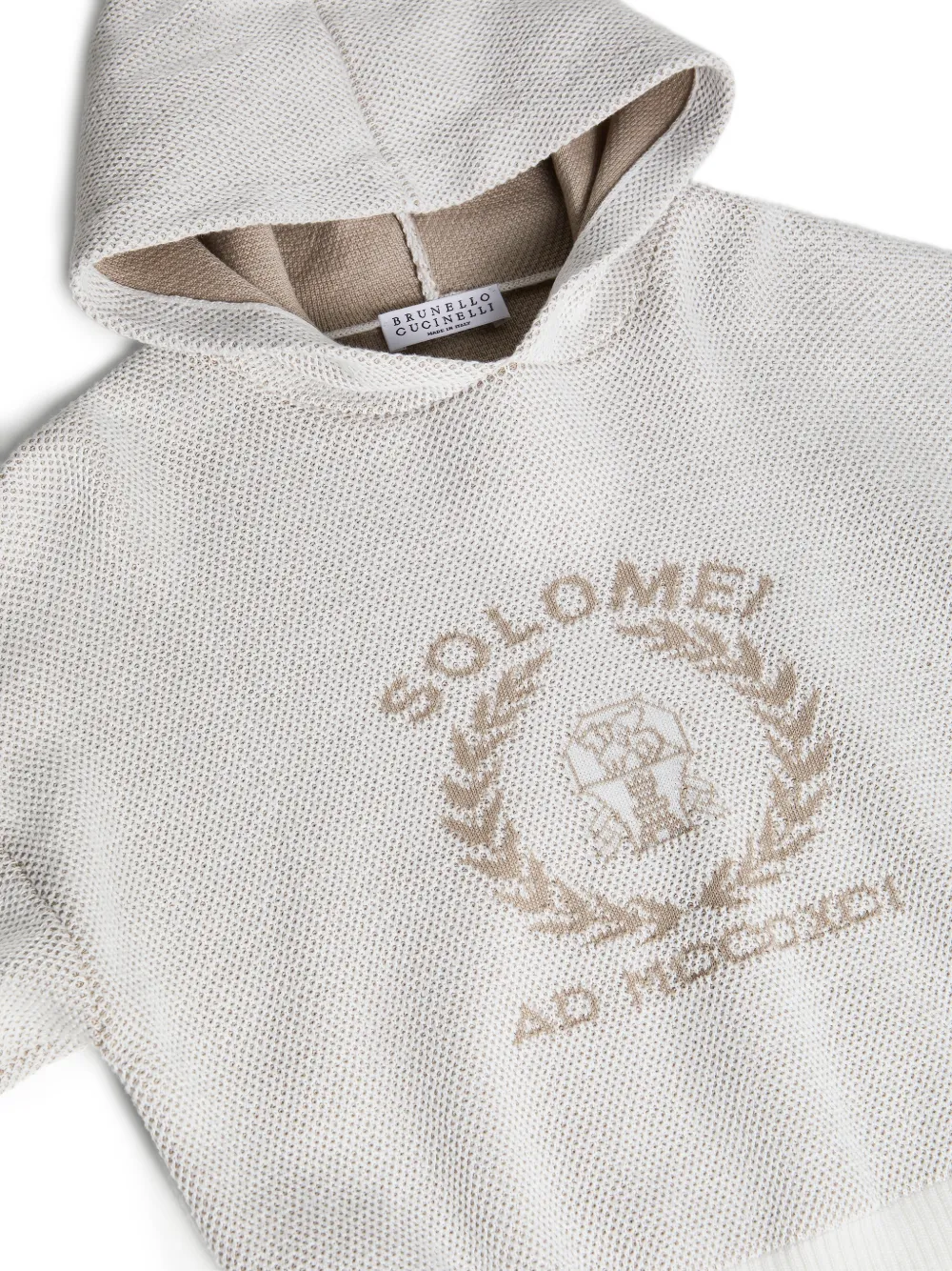 Худи с декоративной строчкой Brunello Cucinelli Kids, нейтральный — фото 3