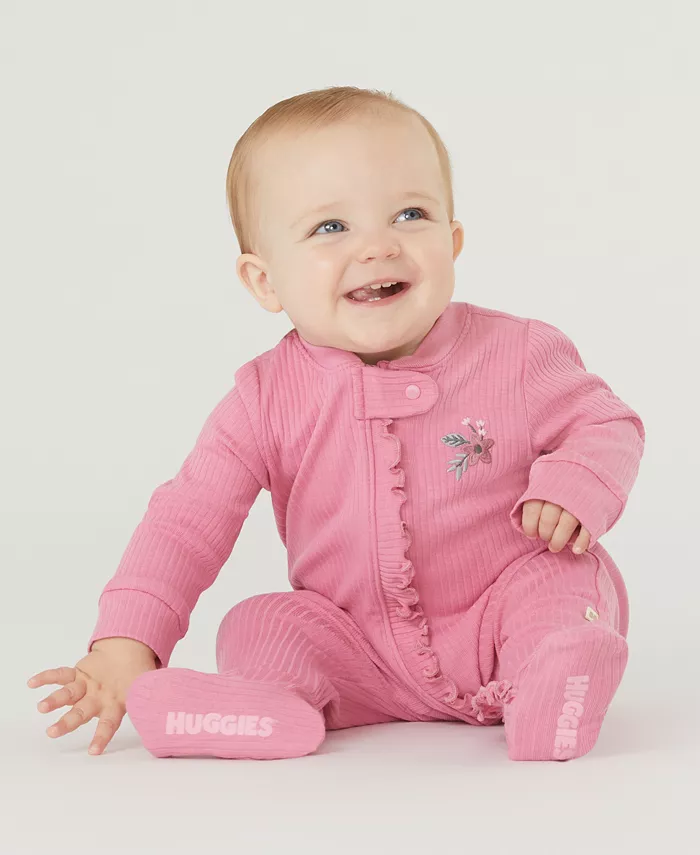 

Органический комбинезон для девочек Baby Girls Organic Rib Coverall Huggies, розовый