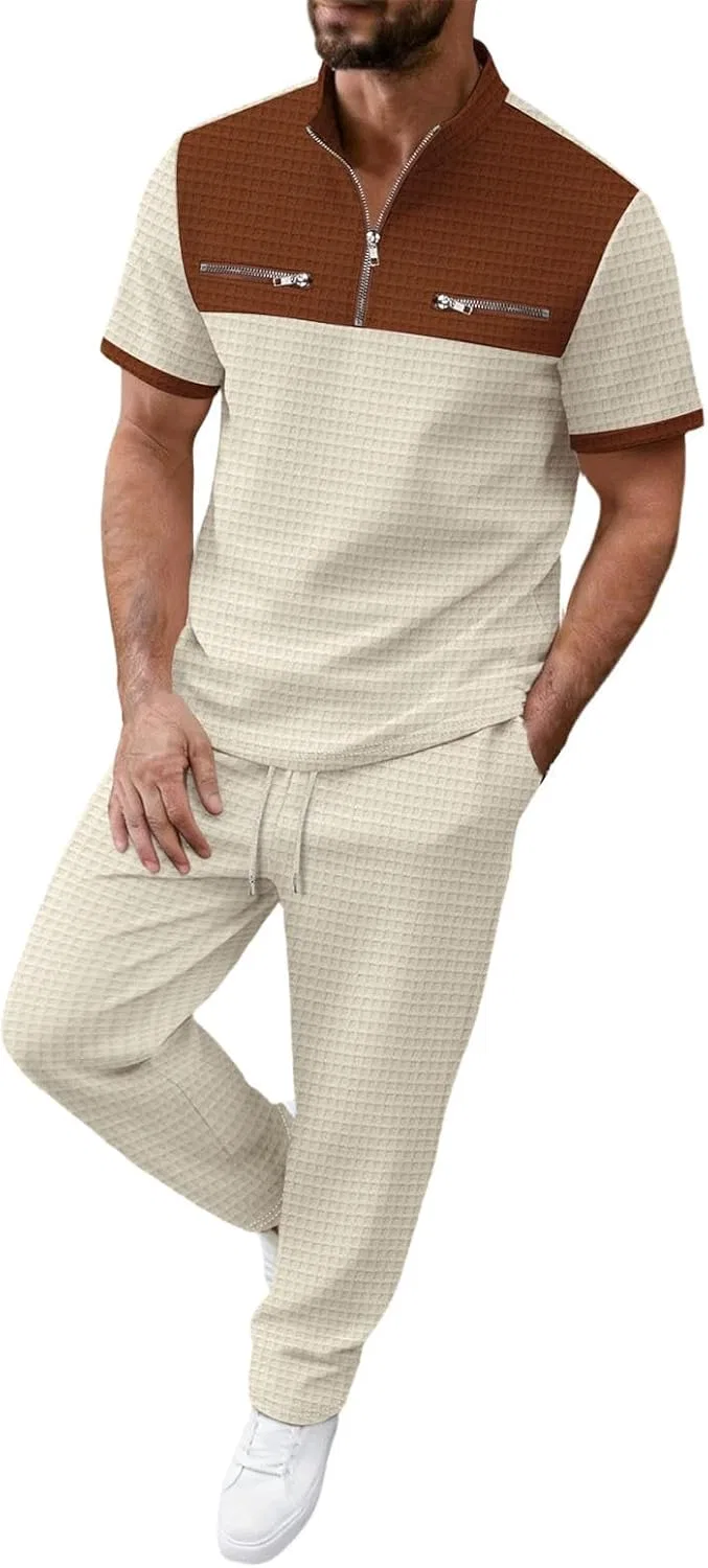 Спортивный костюм двойка из поло и джоггеров, Khaki