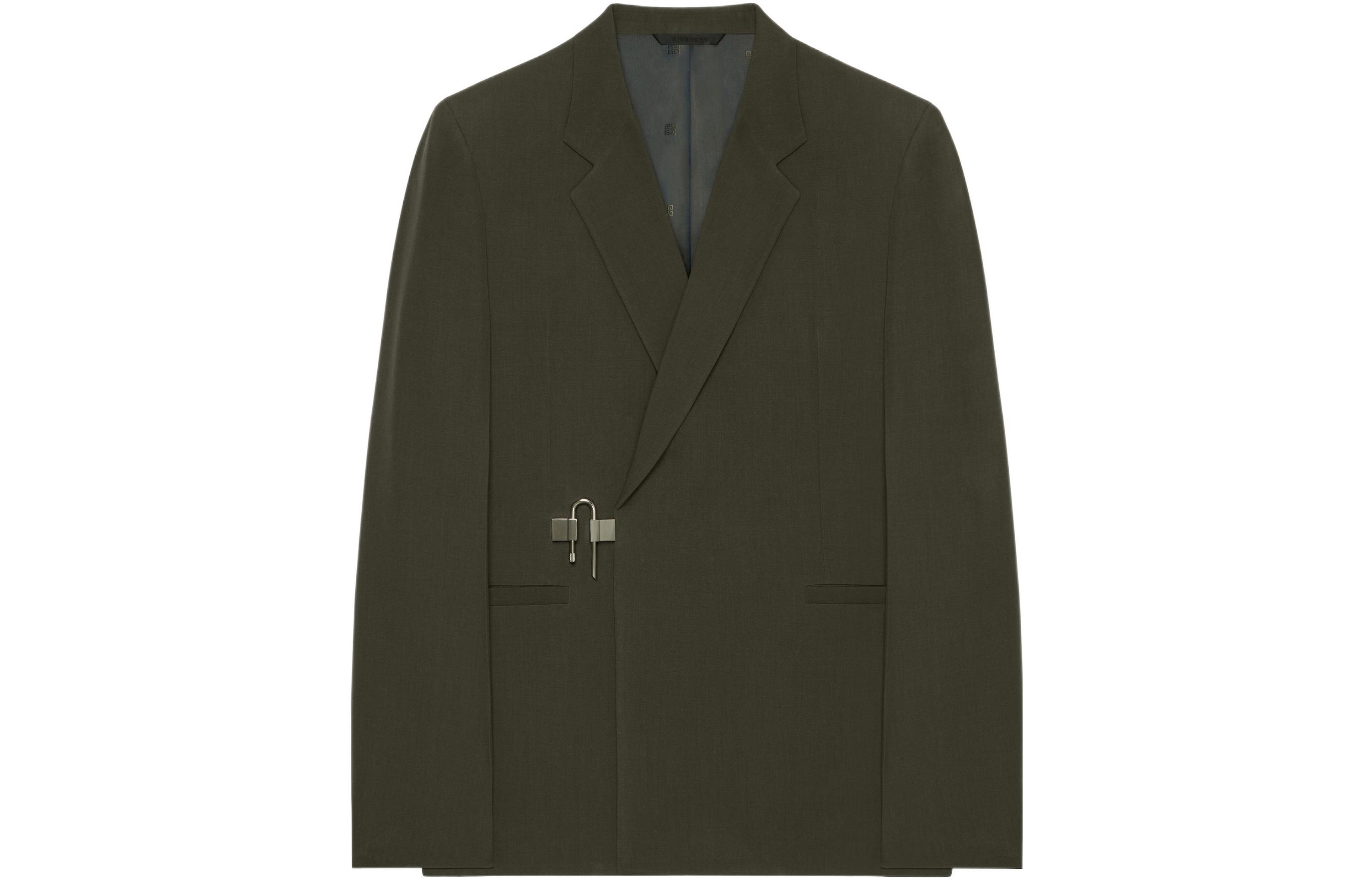 

Givenchy Замок с U-образной пряжкой шерстяной пиджак, Army Green