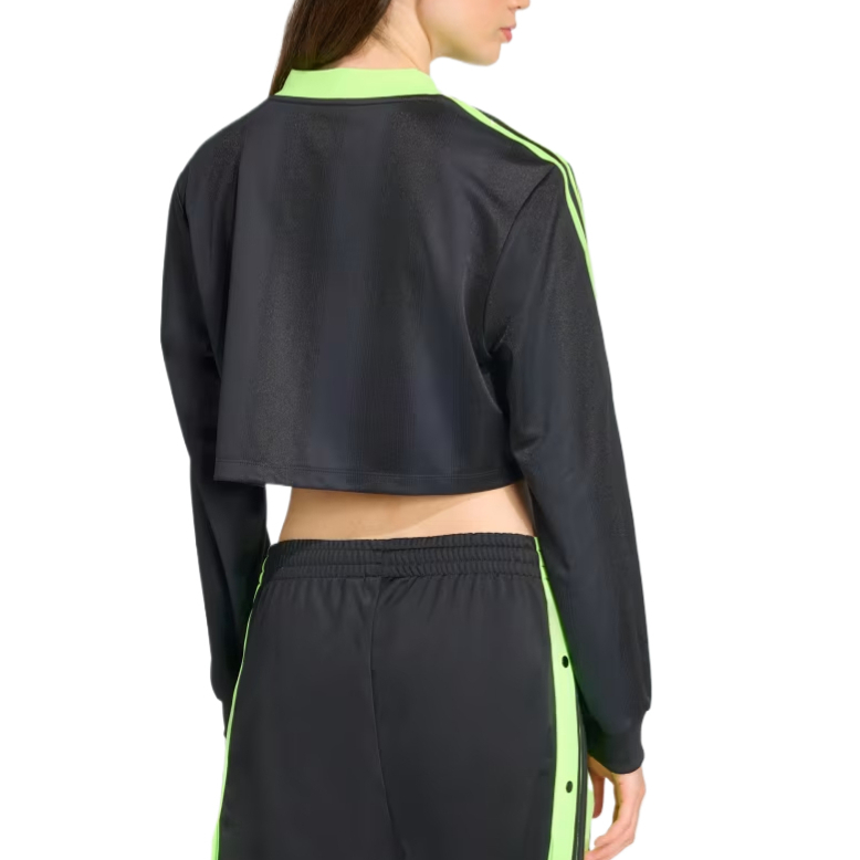 Adicolor Soccer Jacquard кроп топ с длинными рукавами Adidas Originals, черный — фото 3