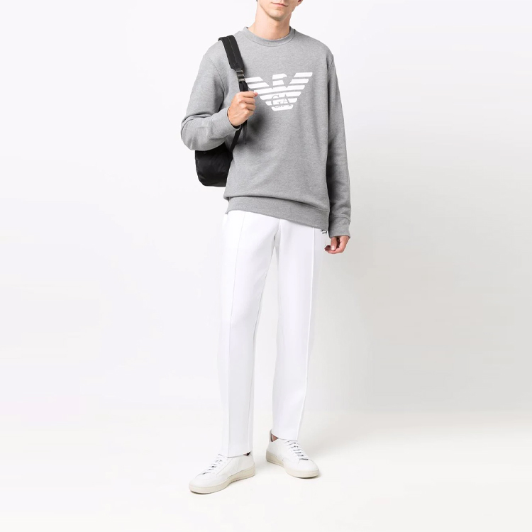 Свитшот из смесовой ткани с логотипом EMPORIO ARMANI, серый — фото 3