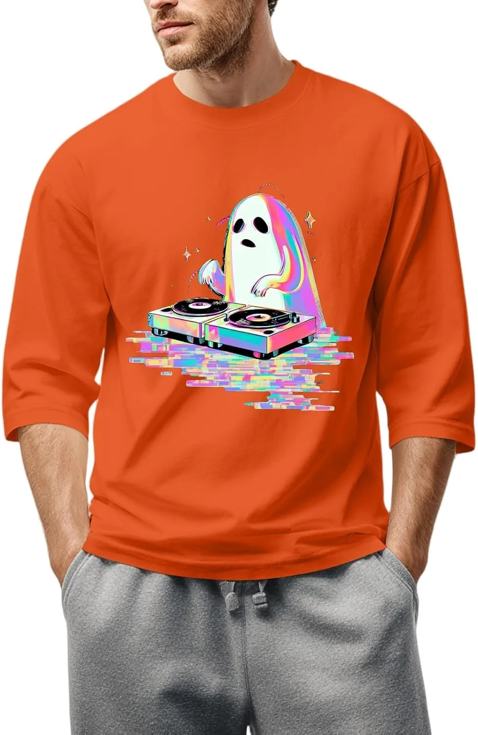 

Футболка для мужчин с принтом, 3/4 рукава FQZWONG