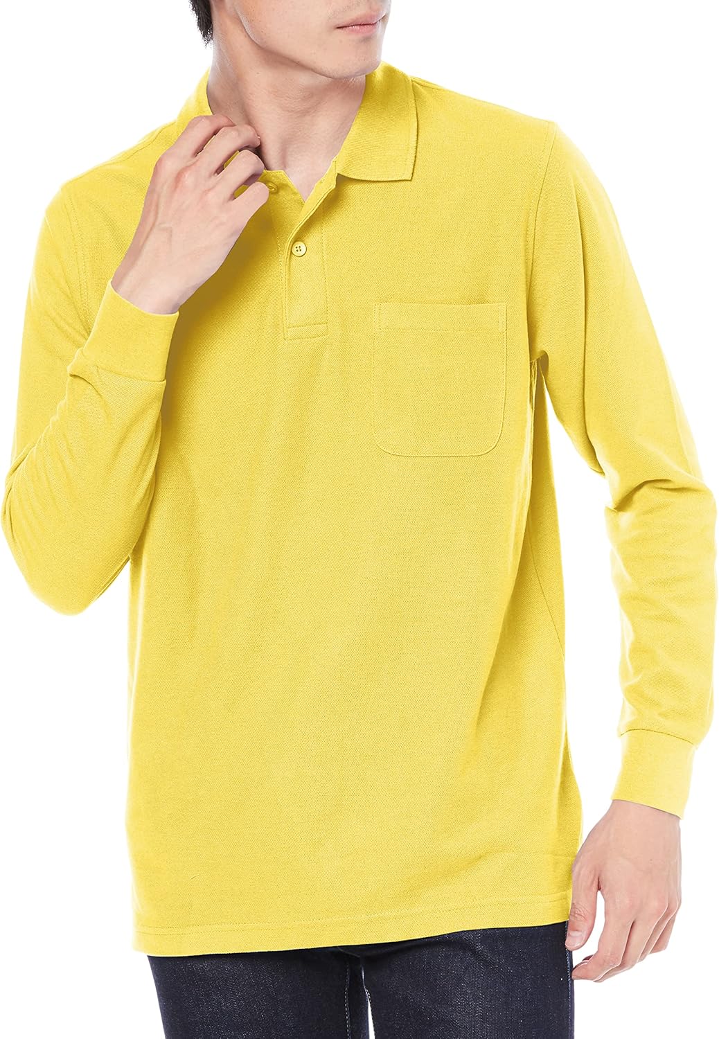 

Мужская поло-рубашка LIFEMAX MS3115 из ткани CVC Pique Dry с длинными рукавами и карманами, желтый