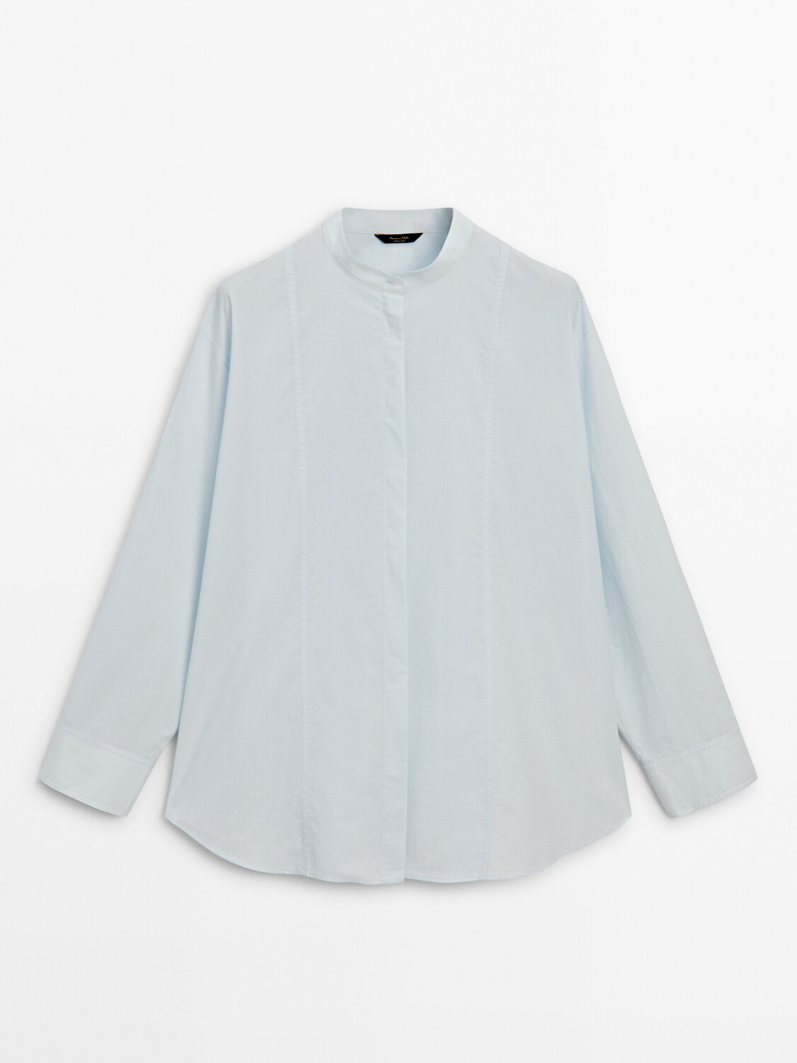 

Рубашка Massimo Dutti Poplin With Stand-up Collar, голубой