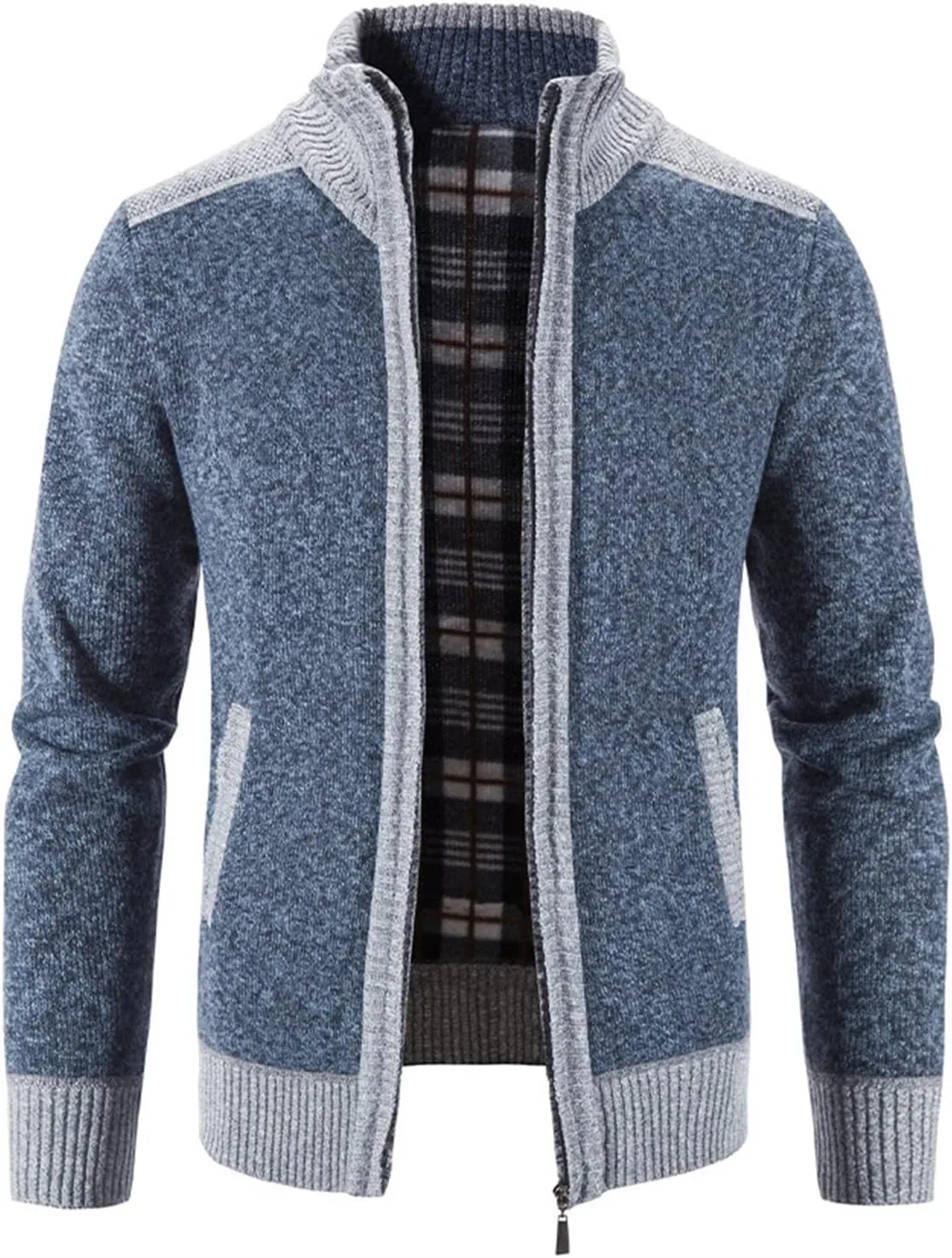 

Кардиган Lu's Chic мужской на молнии, длинный рукав, Slim Fit