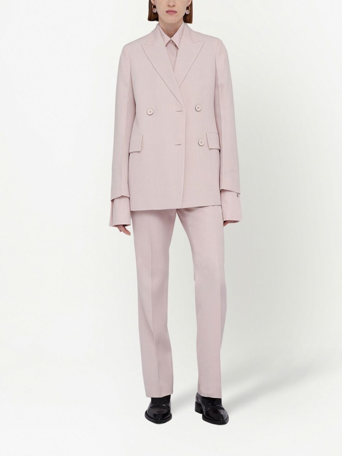 Jil Sander брюки строгого кроя со складками, розовый — фото 2