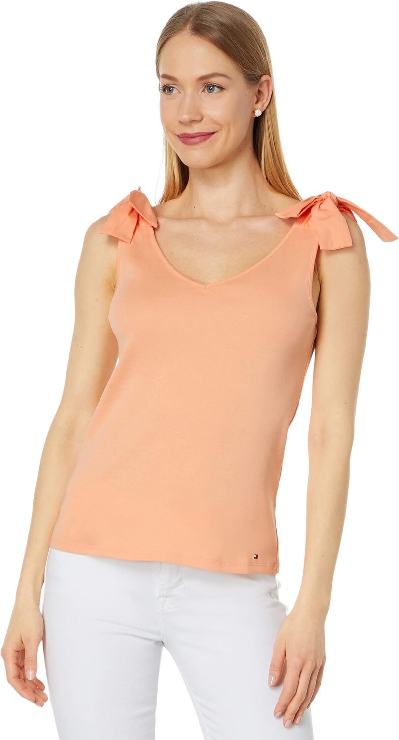 

Майка в рубчик с завязками Tommy Hilfiger, цвет Coral Reef