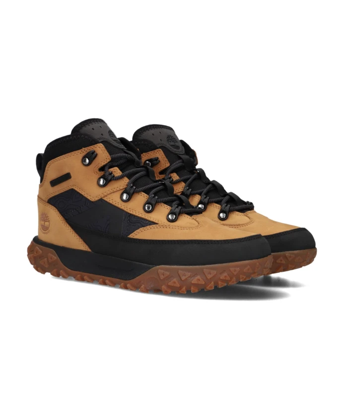 Мужские ботинки Timberland комбинированные на шнуровке, черный/коричневый — фото 2