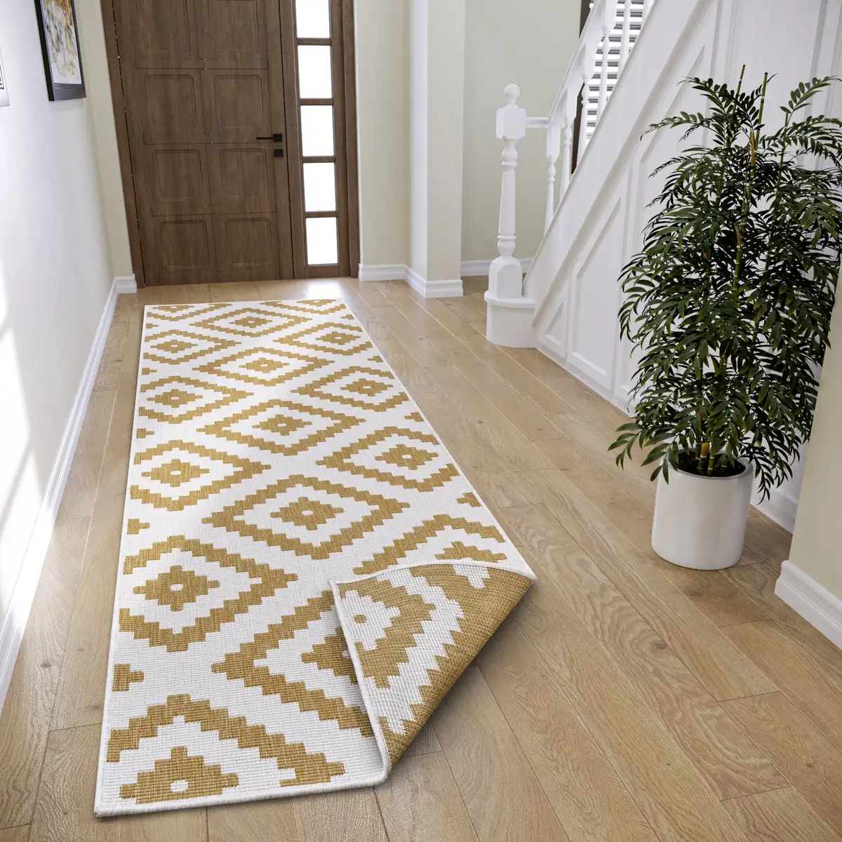 

Двусторонний ковер NORTHRUGS 80х350 см, охра