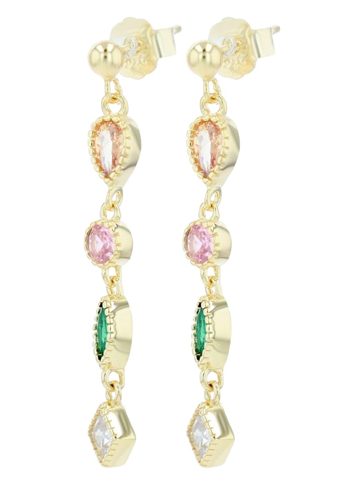 

Adeliás Женские серьги - серьги-гвоздики из серебра 925 пробы с кубическим цирконием в золотой оправе