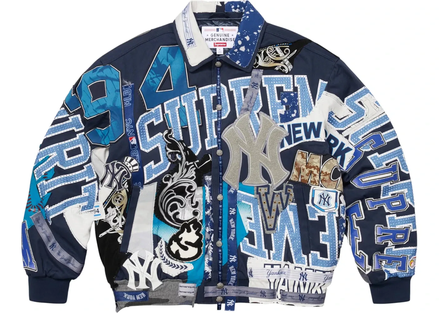 Мужская бомбер-куртка с мультиколор-принтом Supreme Jeff Hamilton New York Yankees Varsity Jacket, Multicolor