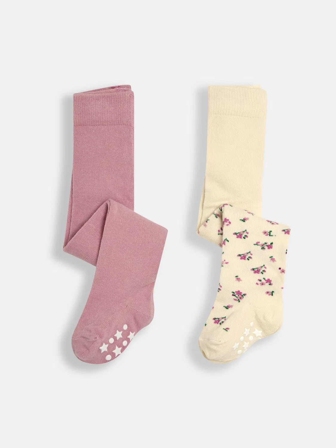 Колготки с антискользящей подошвой, набор 2 шт Jojo Maman Bébé, Pastel Pink