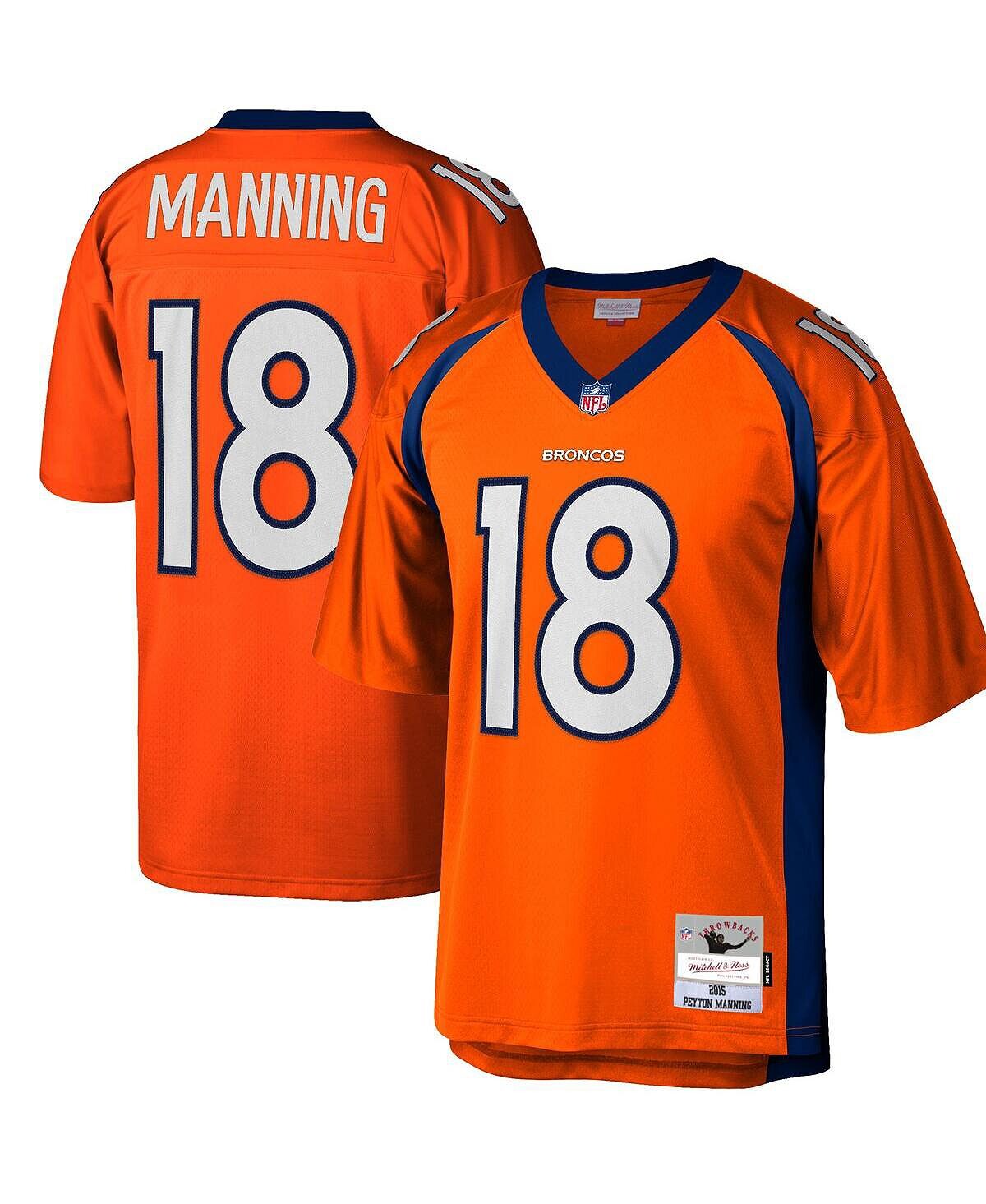 

Футболка Mitchell & Ness Men's Peyton Manning Orange Denver Broncos Big and Tall 2015 Retired Player, оранжевый/белый