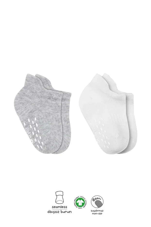 Детские носки для новорожденных хлопковые с принтом Basics Bistyle, Gray-White
