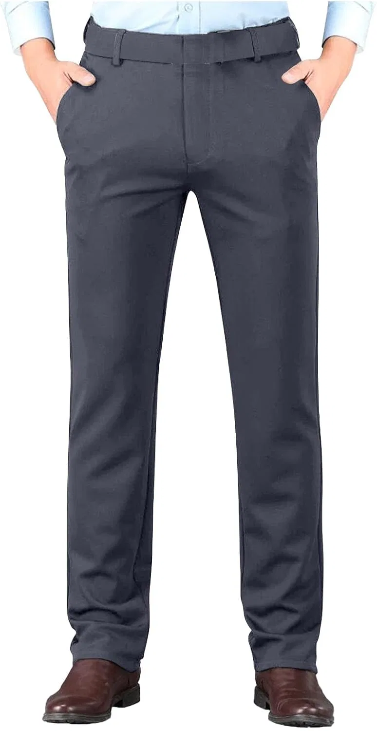 Мужские брюки классические с расширяющимся поясом, без складок, Slim Fit, тёмно-серый