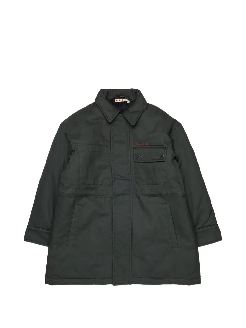 Пальто на подкладке с вышитым логотипом Marni Kids, черный