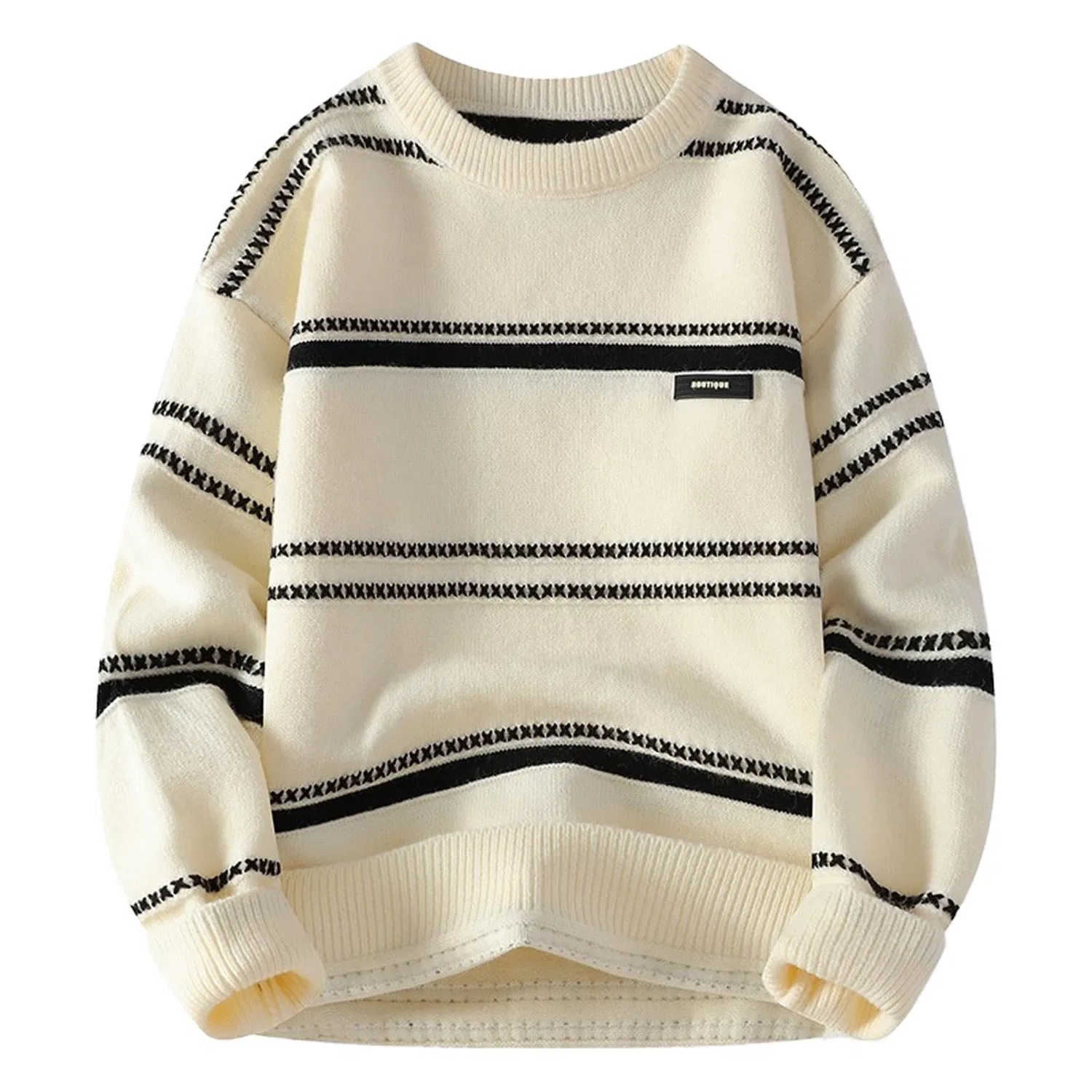 Мужской свитер с высоким воротом, без капюшона, осенне-зимний, Casual, White #2