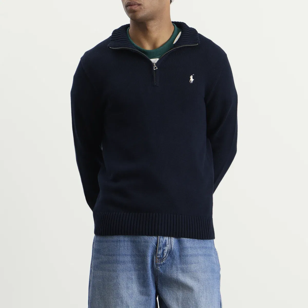 Джемпер с воротником-хомутом и четвертной молнией Polo Ralph Lauren, Hunter Navy W/ C8135 Pp — фото 2