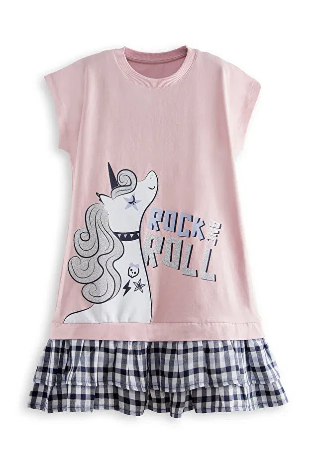 Детское платье для девочек с принтом Unicorn Rock Denokids, Pink — фото 4