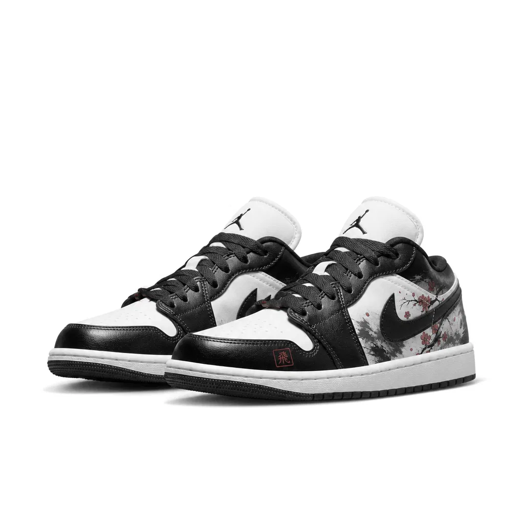 Детские винтажные баскетбольные кроссовки с низким верхом Black White Jordan — фото 4