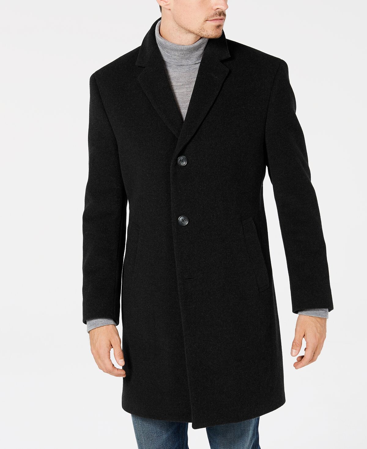 

Мужское однотонное пальто barge classic fit из смеси шерсти и кашемира Nautica, черный