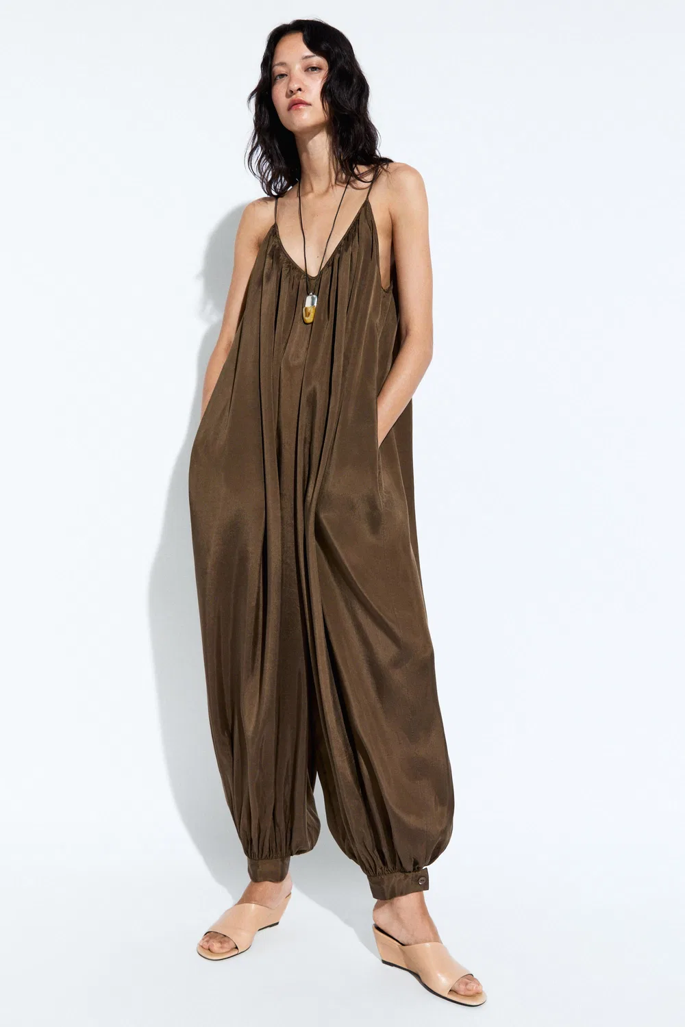 Комбинезон Massimo Dutti, свободный, коричневый