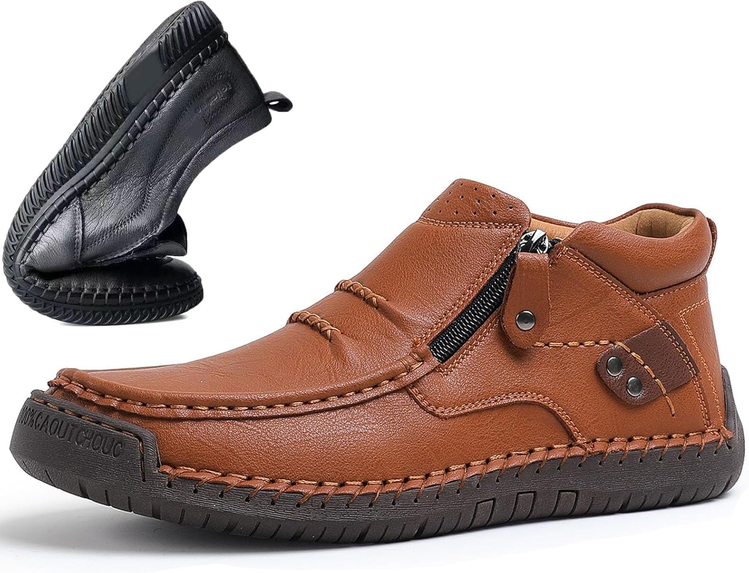 

Мужские водительские ботинки, мужские ручной работы премиум-класса из кожи слипоны для вождения, путешествий и активного отдыха Generic, светло-коричневый