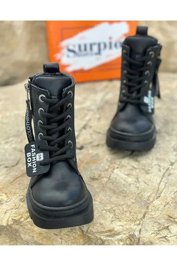 Детские ботинки для девочек с принтом Surpie Shoes, Black — фото 3