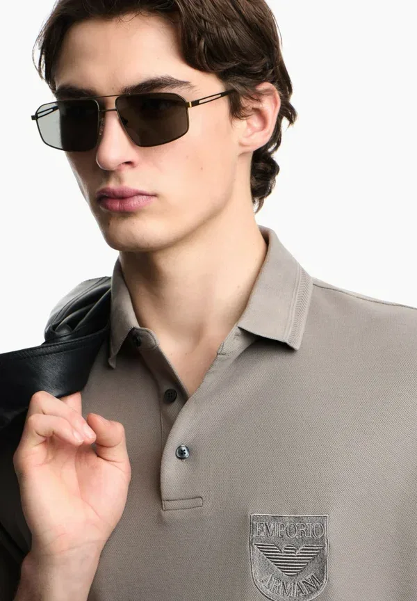 Футболка поло Emporio Armani, бежевый — фото 4