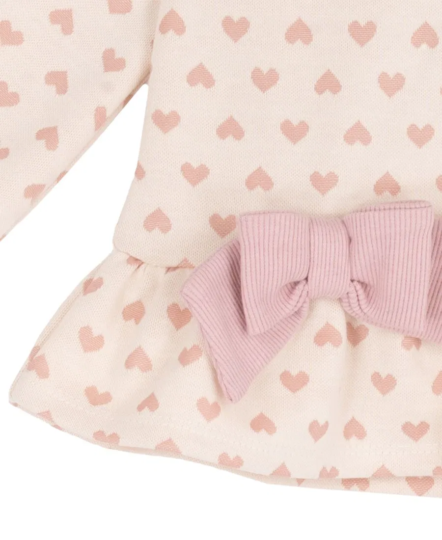 Комплект из топа с принтом и леггинсов с рюшами, модель Heart Print Rare Editions, Soft Ivory/Pink — фото 4