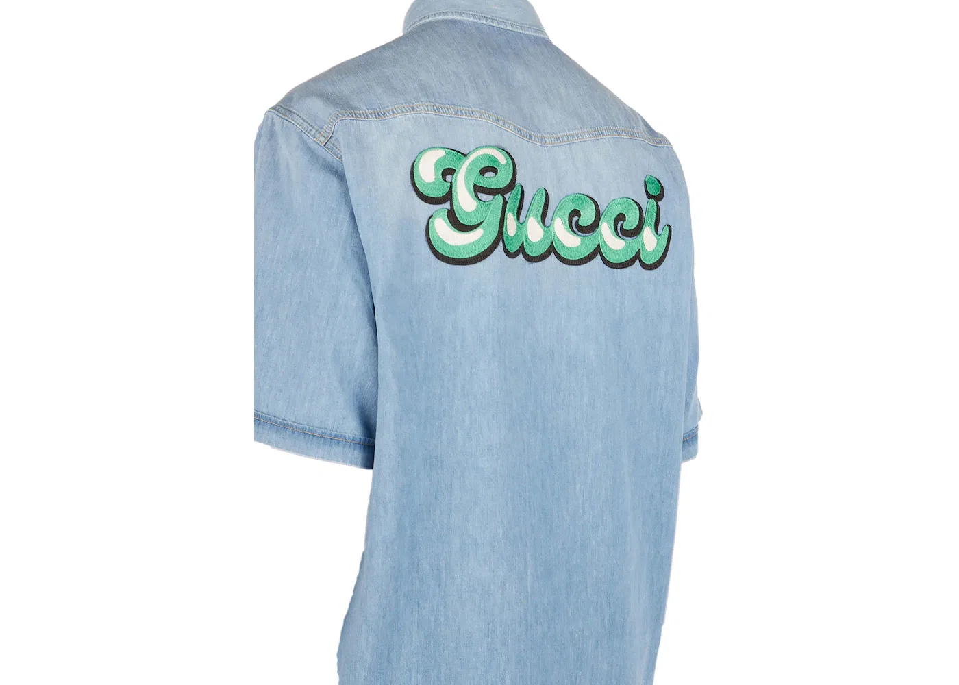 Мужская джинсовая рубашка с коротким рукавом Gucci, Blue — фото 2