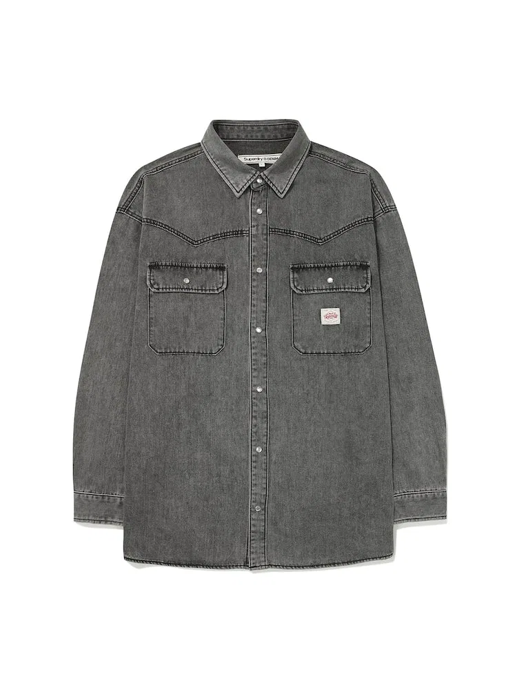 Рубашка джинсовая оверсайз, Western SUPERDRY, Grey