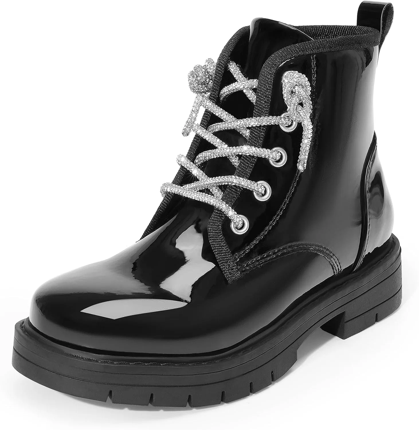 Детские ботинки для девочек с шнуровкой DREAM PAIRS, Black-Pat