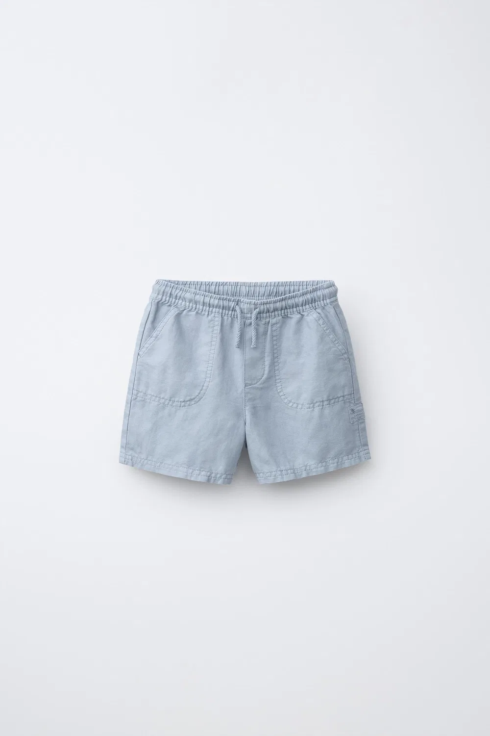 Хлопковые/льняные бермудские шорты ZARA, Blue
