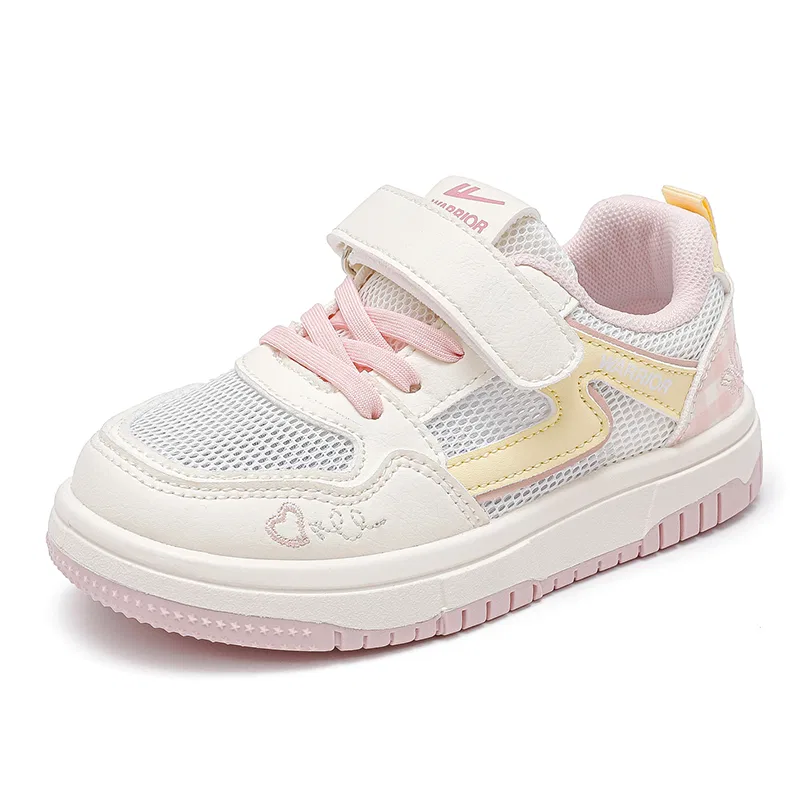 Детские кроссовки для скейтбординга с текстильным верхом Beige Pink Yellow WARRIOR