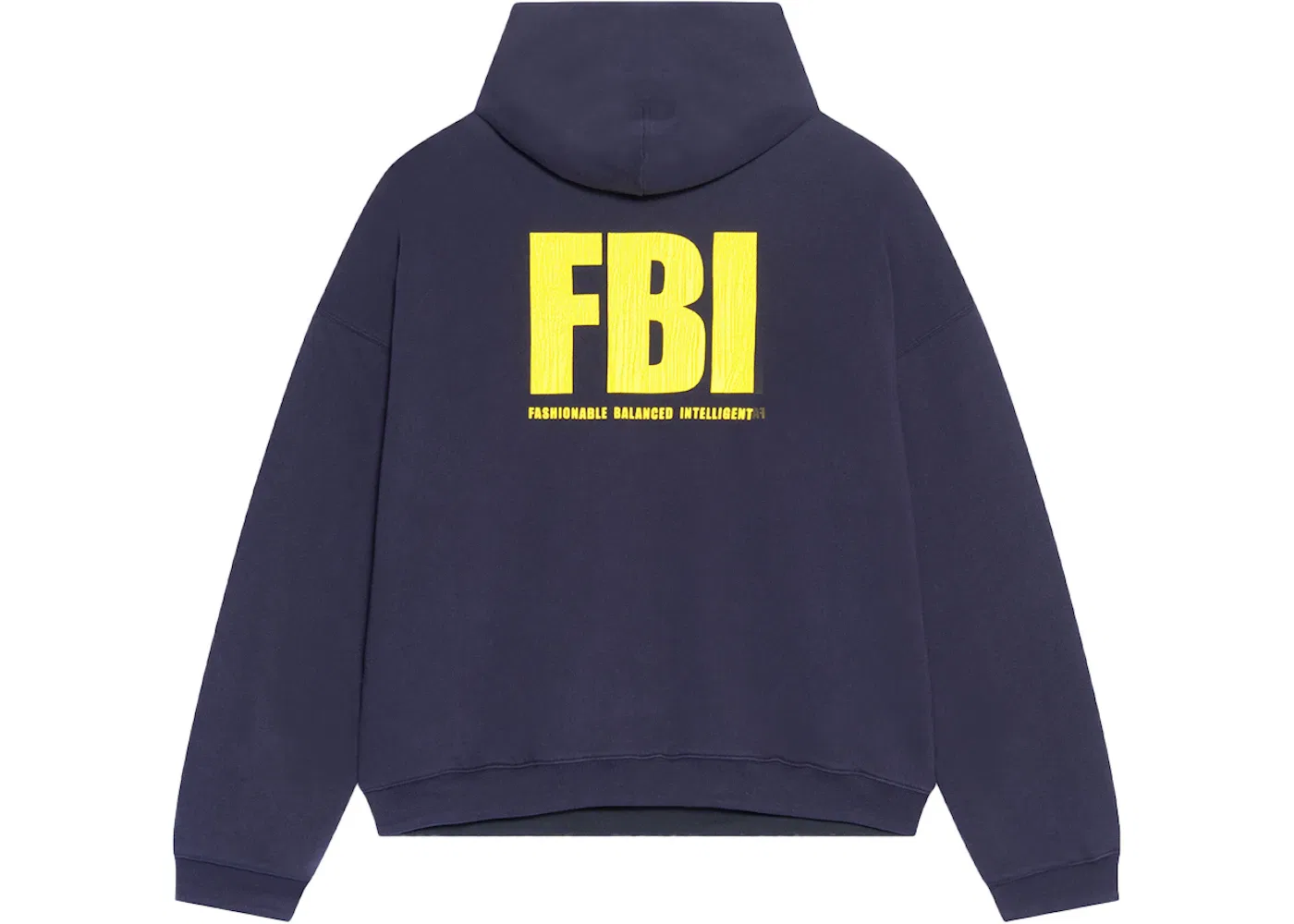 Мужской худи двусторонний с принтом FBI Year Of The Tiger Balenciaga, Dark Blue/Black/Yellow — фото 2