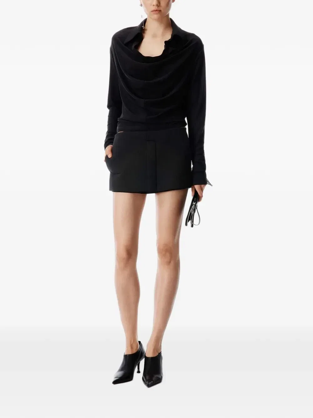 Креповая мини-юбка из джерси Alexander Wang, черный — фото 2