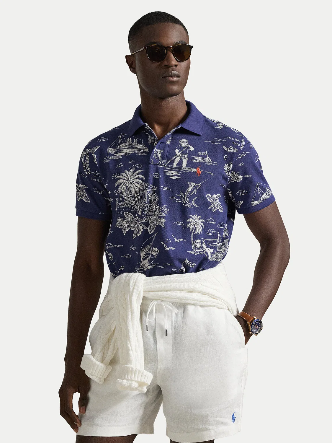 Мужское поло приталенного кроя Polo Ralph Lauren, темно-синий
