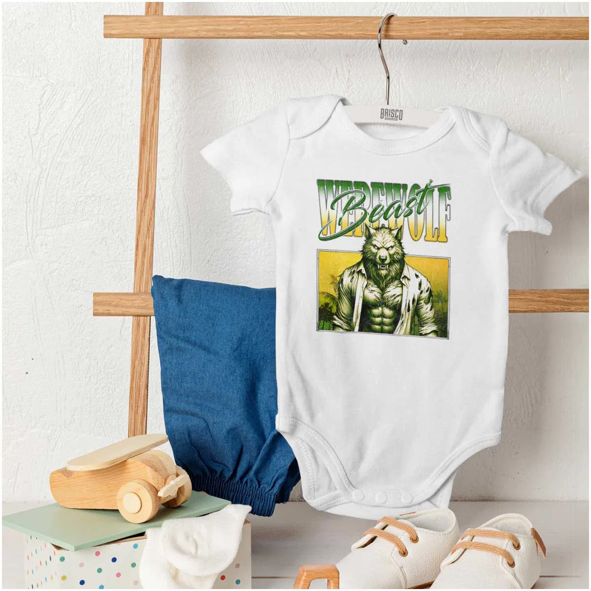 Детское боди-комбинезон с принтом Halloween Monster Werewolf Beast Brisco Brands, White — фото 4