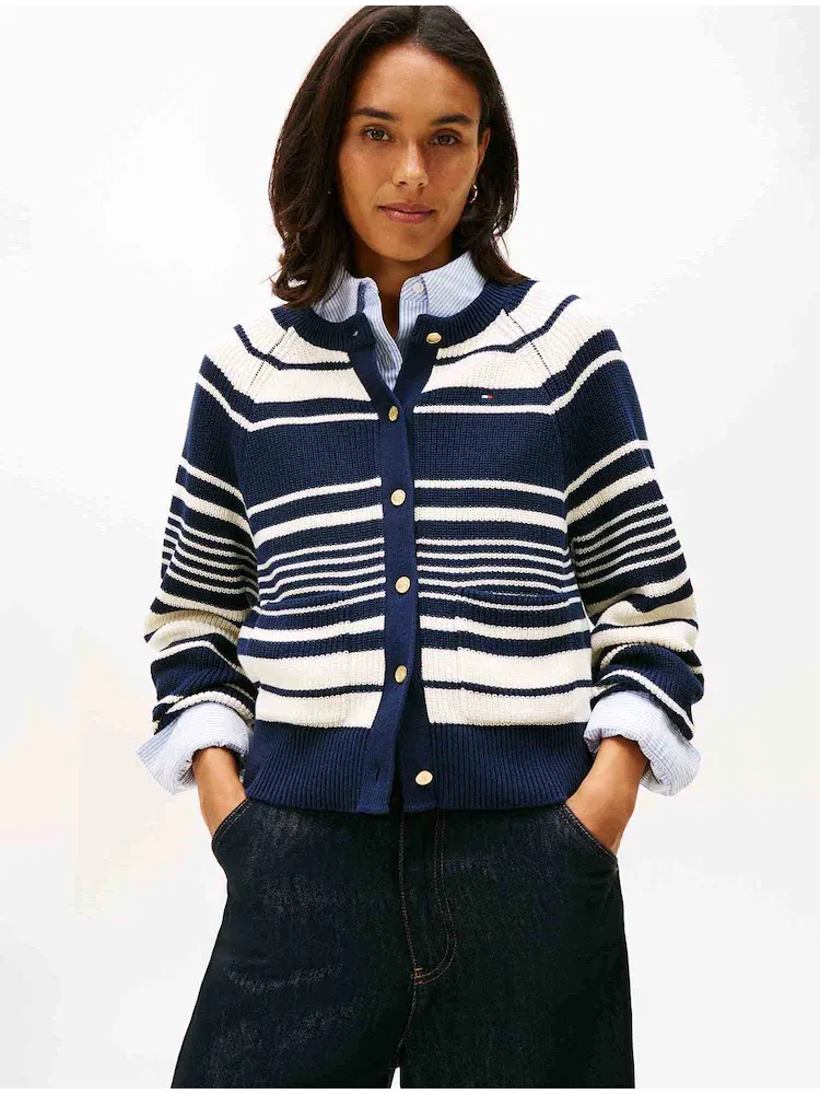 Кардиган хлопковый стеганый TOMMY HILFIGER, Navy