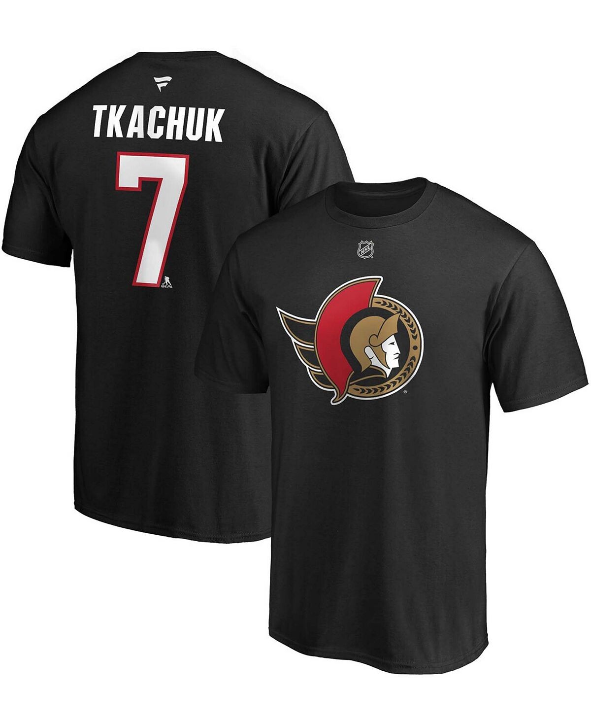 

Мужская футболка brady tkachuk black ottawa senators authentic stack name and number Fanatics, черный