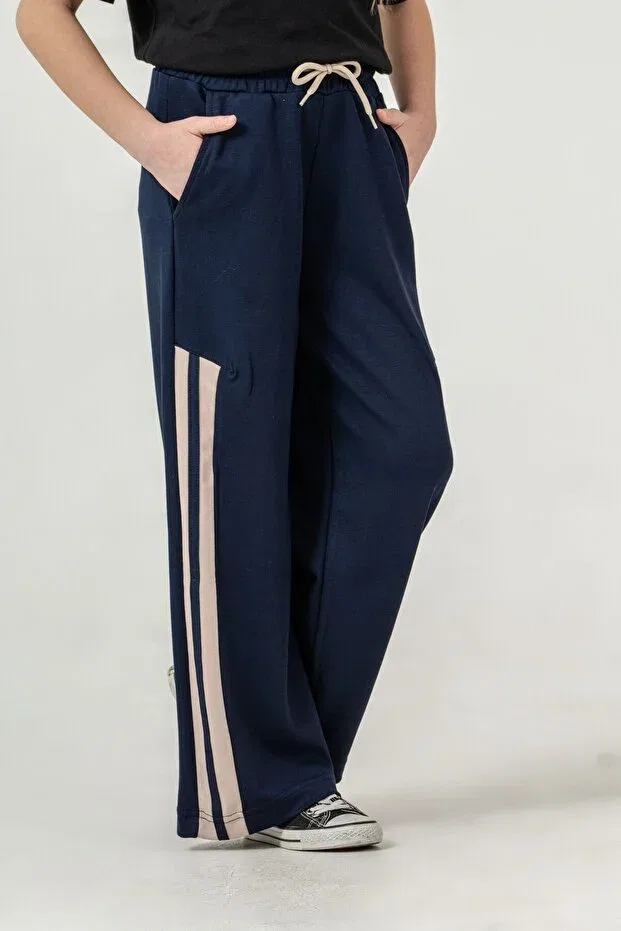Детские спортивные штаны для девочек с широкими штанинами Mışıl Kids, Navy Blue — фото 4